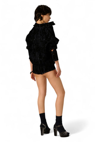 Giacca camicia Lola oversize in denim floccato