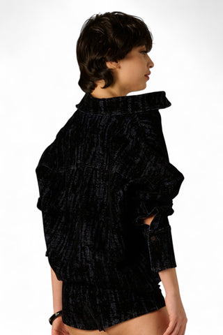 Giacca camicia Lola oversize in denim floccato