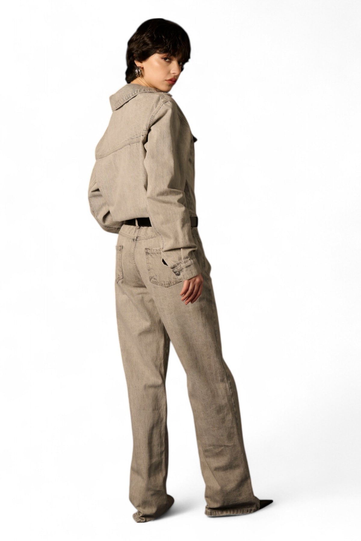Jumpsuit Mary in denim fermo grigio