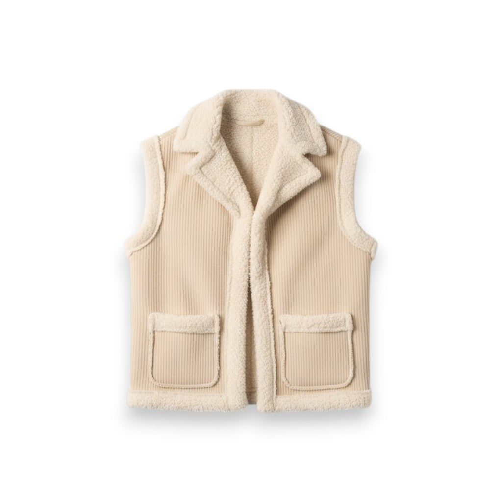 Gilet Kate in velluto con teddy in tono