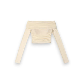 Maglia Vera con collo ribaltato con arricci in misto cashmere