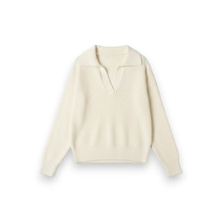 Maglia Yvonne con scollatura a polo e manica a sbuffo