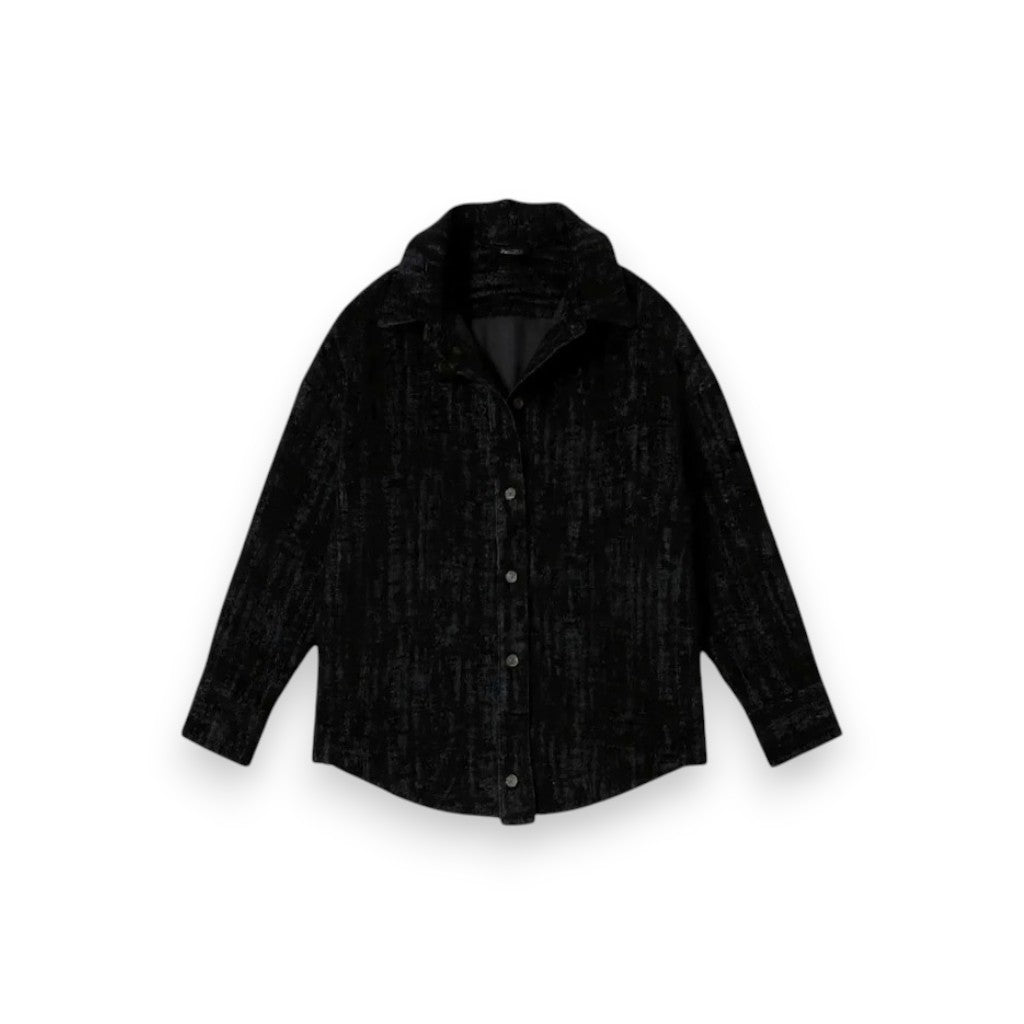 Giacca camicia Lola oversize in denim floccato