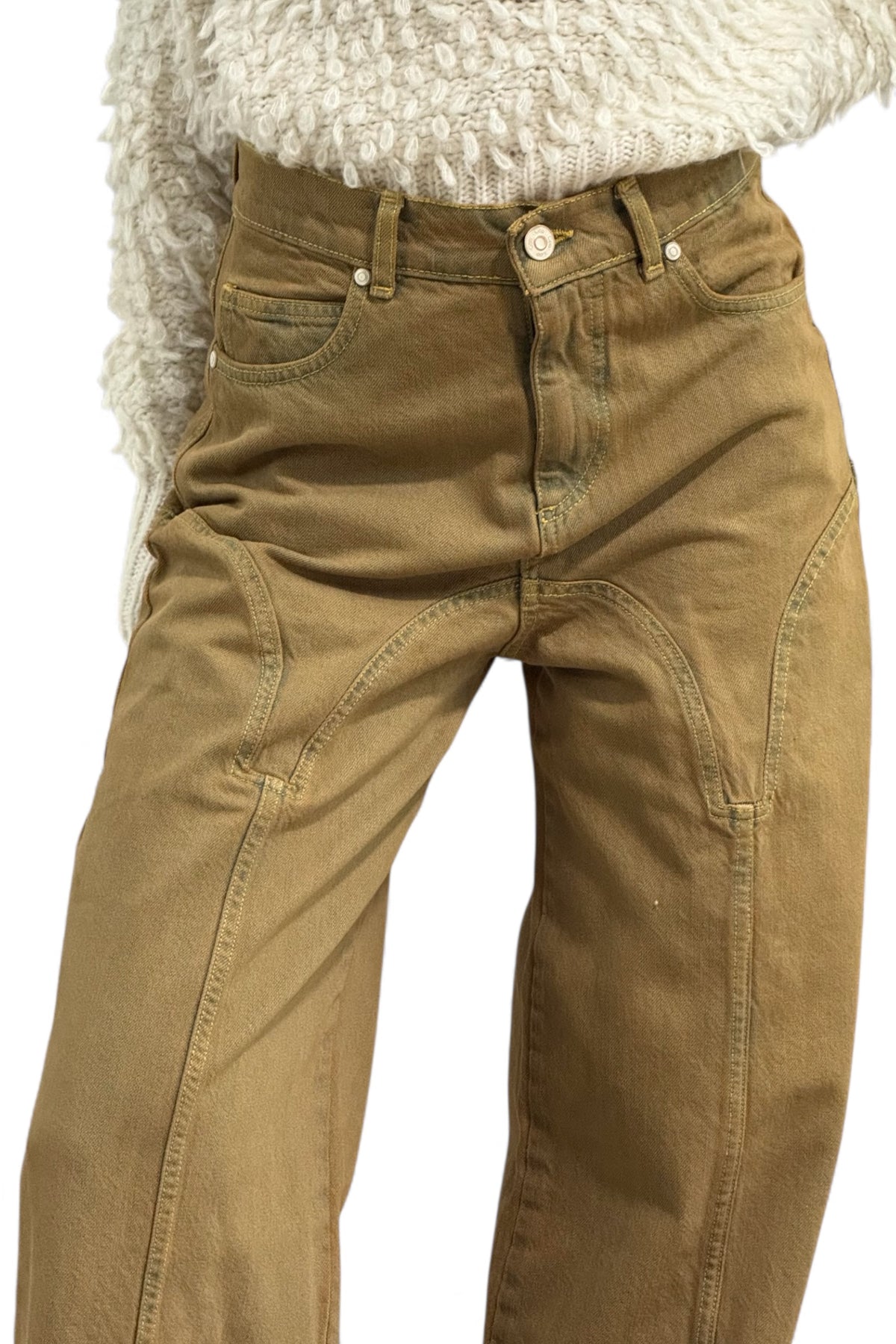 Pantaloni Betty straight - dettaglio tagli avantgarde davanti e dietro
