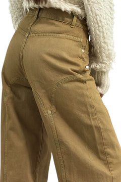 Pantaloni Betty denim tabacco - dettaglio tagli originali posteriori
