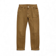 Pantaloni Blake relaxed - dettaglio tessuto fermo sovrattinto tabacco
