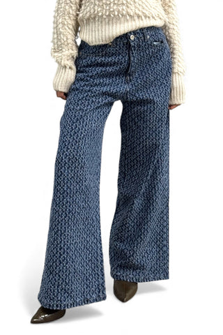 Jeans Amira wide leg comfy - vista frontale denim laserato palazzo
