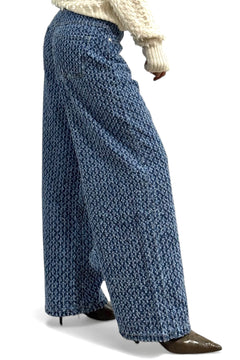 Jeans Amira wide leg denim laserato - vista laterale gamba ampia
