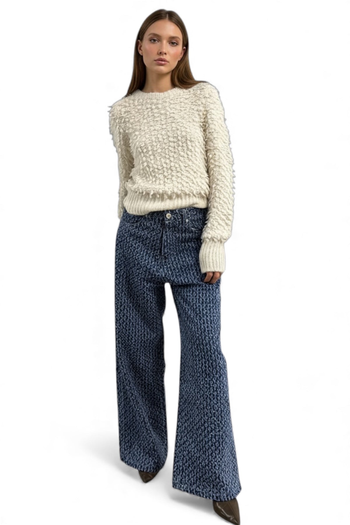 Jeans Amira palazzo vita rilassata - modella taglia 26 altezza 165cm
