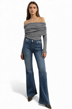 Jeans Blue flared donna - fit comodo vita e fianchi taglia 26
