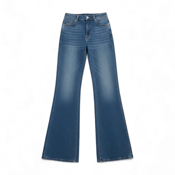 Jeans Blue flared denim stretch - vista frontale effetto svasato elegante
