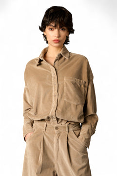 Peach velvet and modal blend shirt