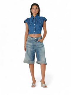 Camicia PEARL cropped in denim