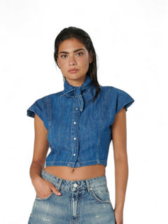 Camicia PEARL cropped in denim