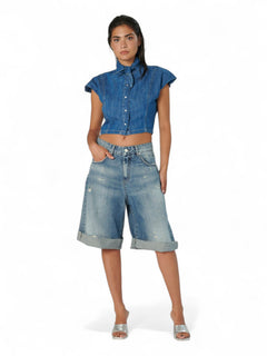 Camicia PEARL cropped in denim
