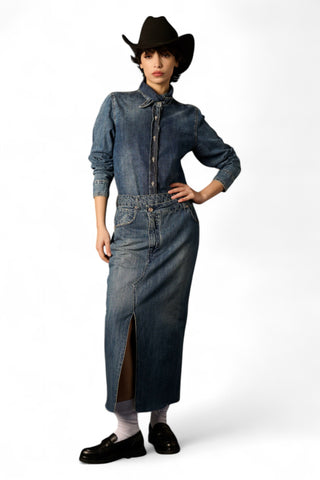 Camicia Pia in denim con collo a punta