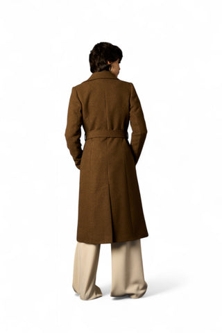 Cappotto Sally con fusciacca in vita in tessuto diagonale