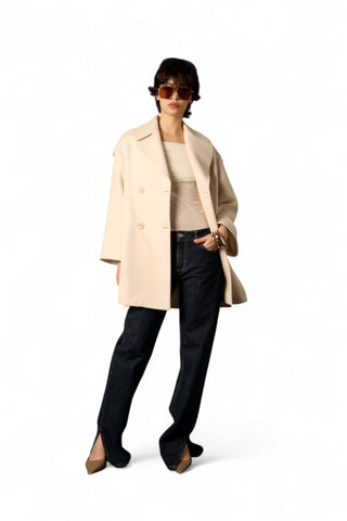 Cappotto Shay lunghezza media in tessuto diagonale