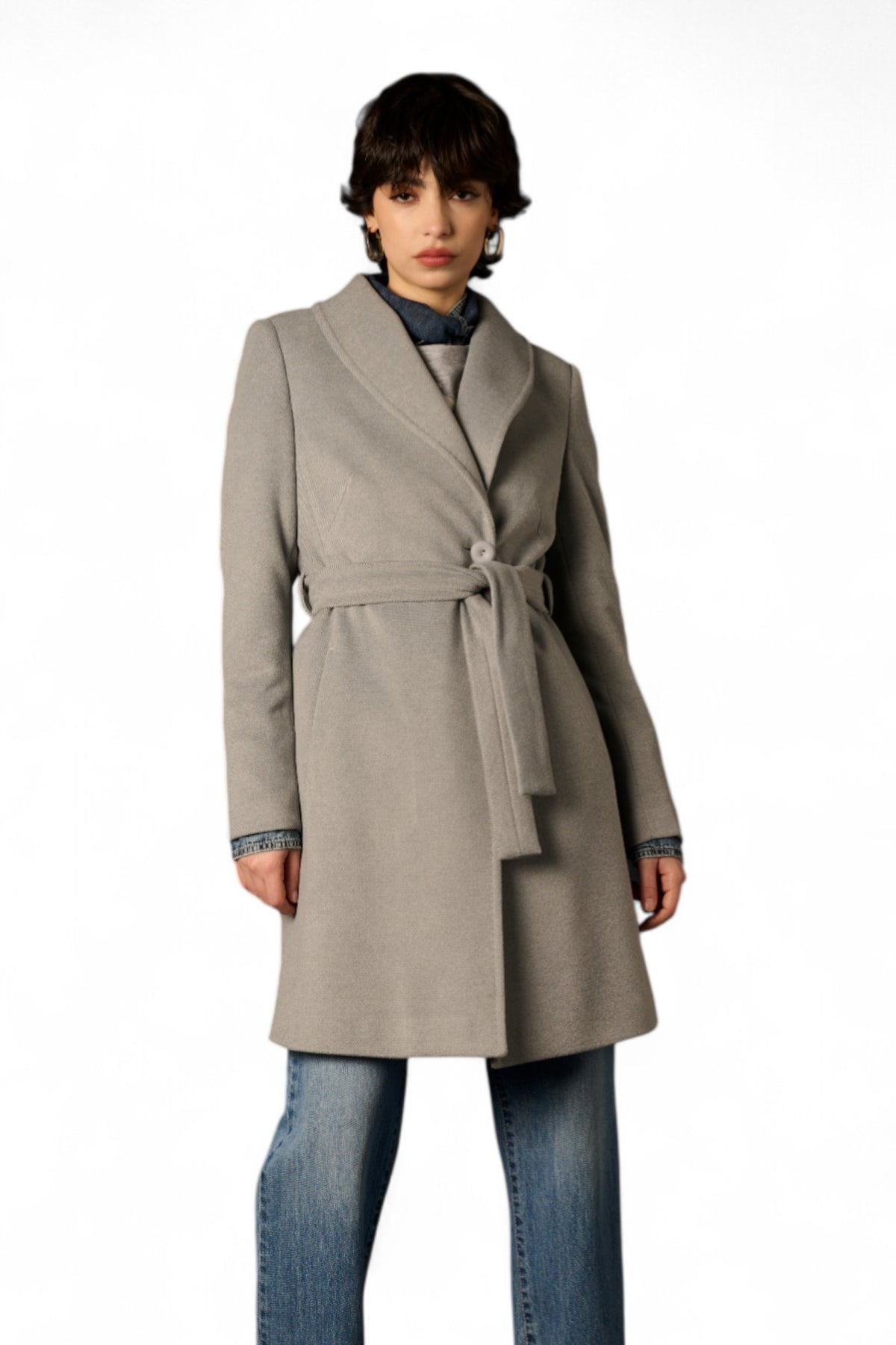 Cappotto Sonya - dettaglio collo sciallato delicatezza versatilità
