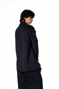 Cappotto Stacy navy doppio petto - vista laterale eleganza senza tempo
