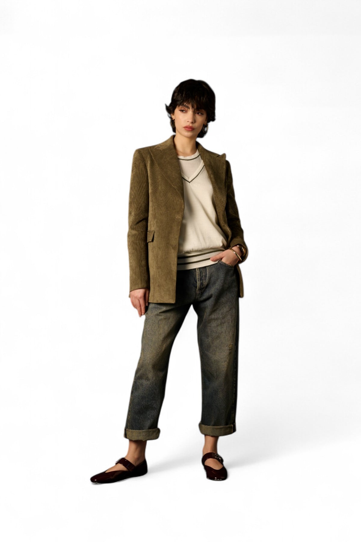 Giacca Susan color militare - modella taglia S altezza 175cm
