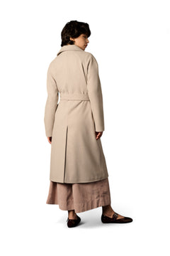 Cappotto Susy beige freddo grigio perla - vista completa raffinatezza chic
