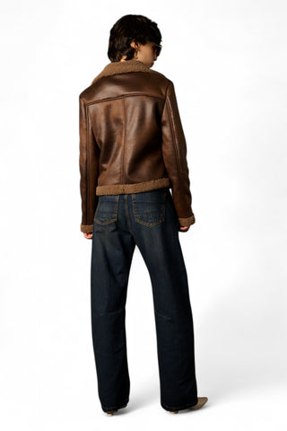 Montone chiodo Taylor con teddy in tono