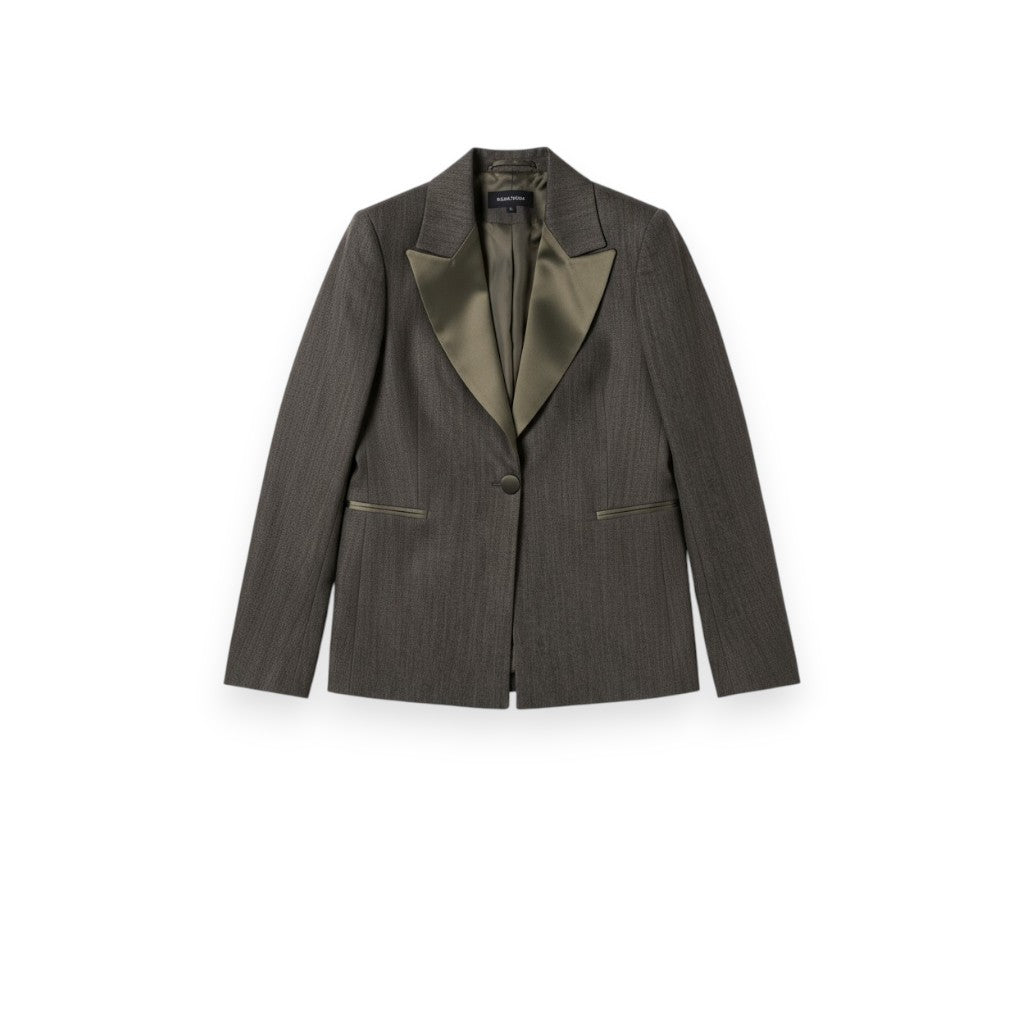 Giacca Tilda denim lyocell con rever in raso - vista frontale raffinata
