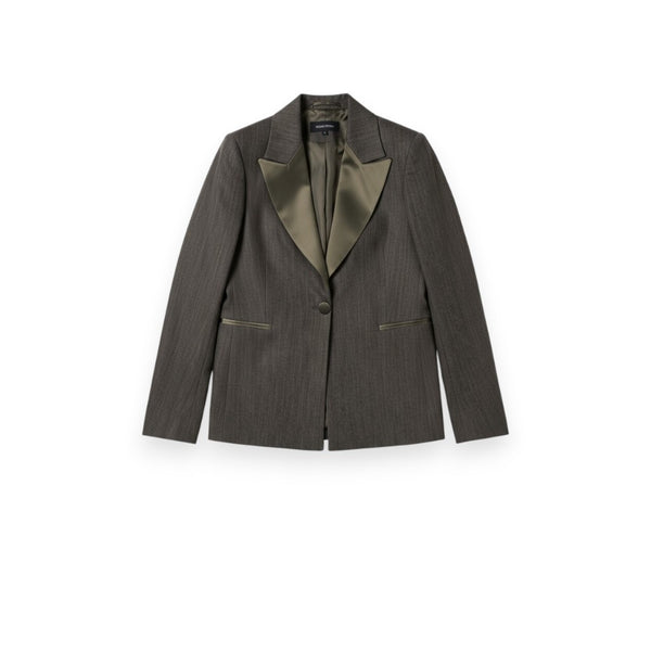 Giacca Tilda denim lyocell con rever in raso - vista frontale raffinata
