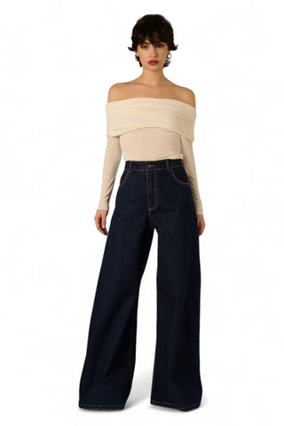 Maglia Vera con collo ribaltato con arricci in misto cashmere