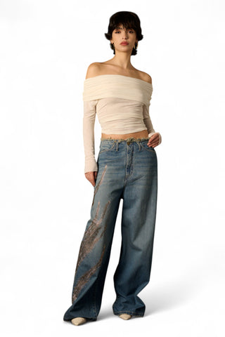 Maglia Vera con collo ribaltato con arricci in misto cashmere