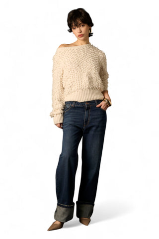 Pull cropped Violet in maglia bouclè