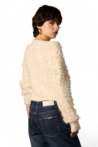 Pull cropped Violet in maglia bouclè