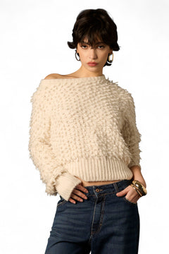 Pull cropped Violet in maglia bouclè
