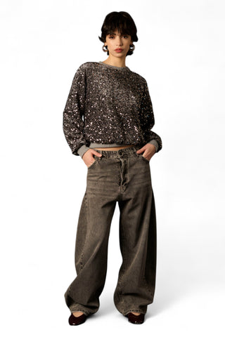 Felpa Vivi in pailettes piccole grigie