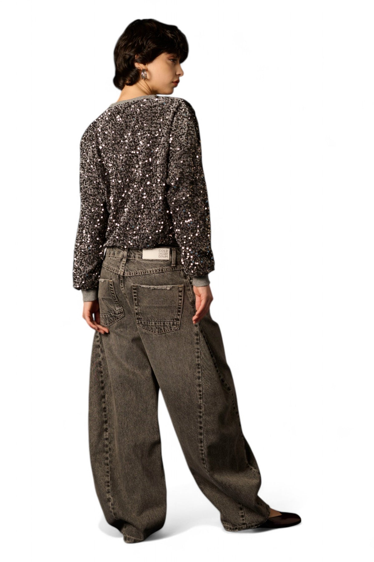 Felpa Vivi in pailettes piccole grigie