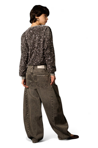 Felpa Vivi in pailettes piccole grigie