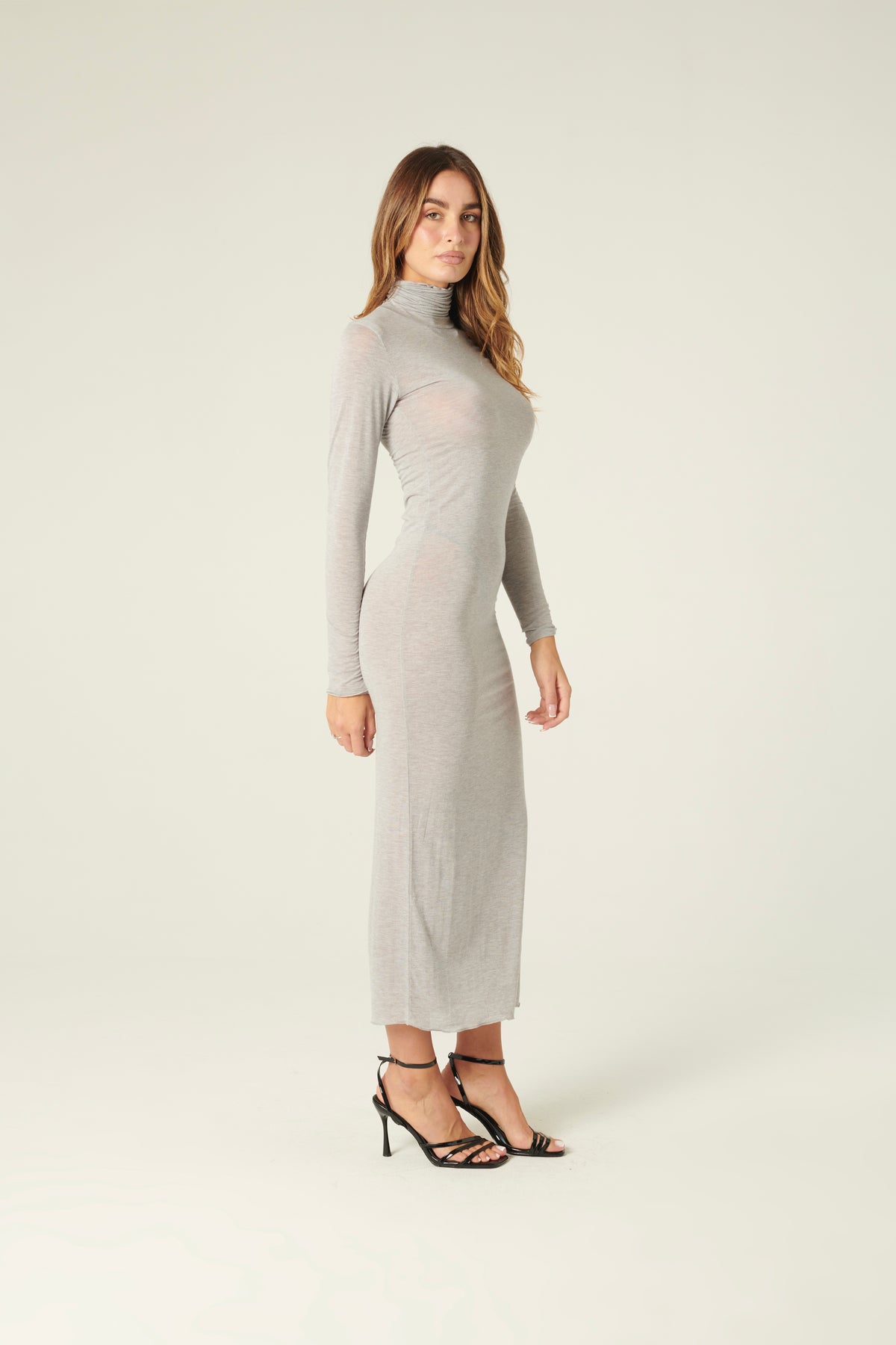 Abito Weslie misto cashmere grigio - dettaglio laterale