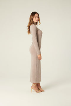 Abito Weslie misto cashmere beige  - dettaglio vestibilità e lunghezza