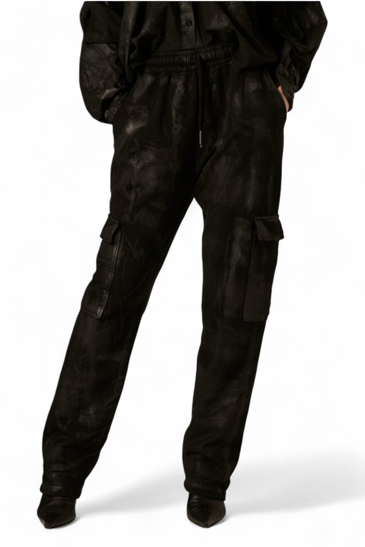 Pantaloni Willy cargo in felpa con spalmatura gommata