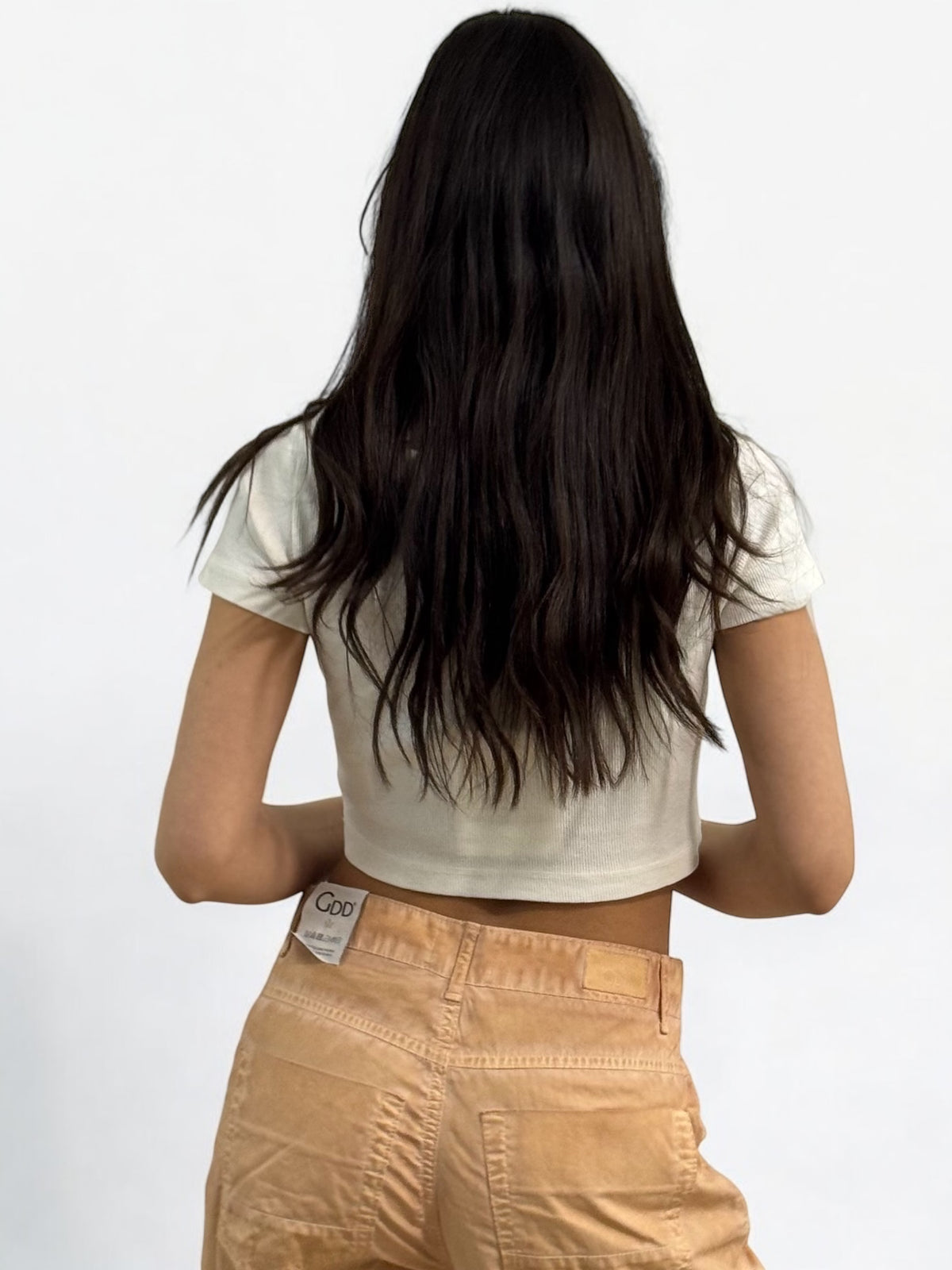 Shirt cropped YOANNA in costina con stampa university