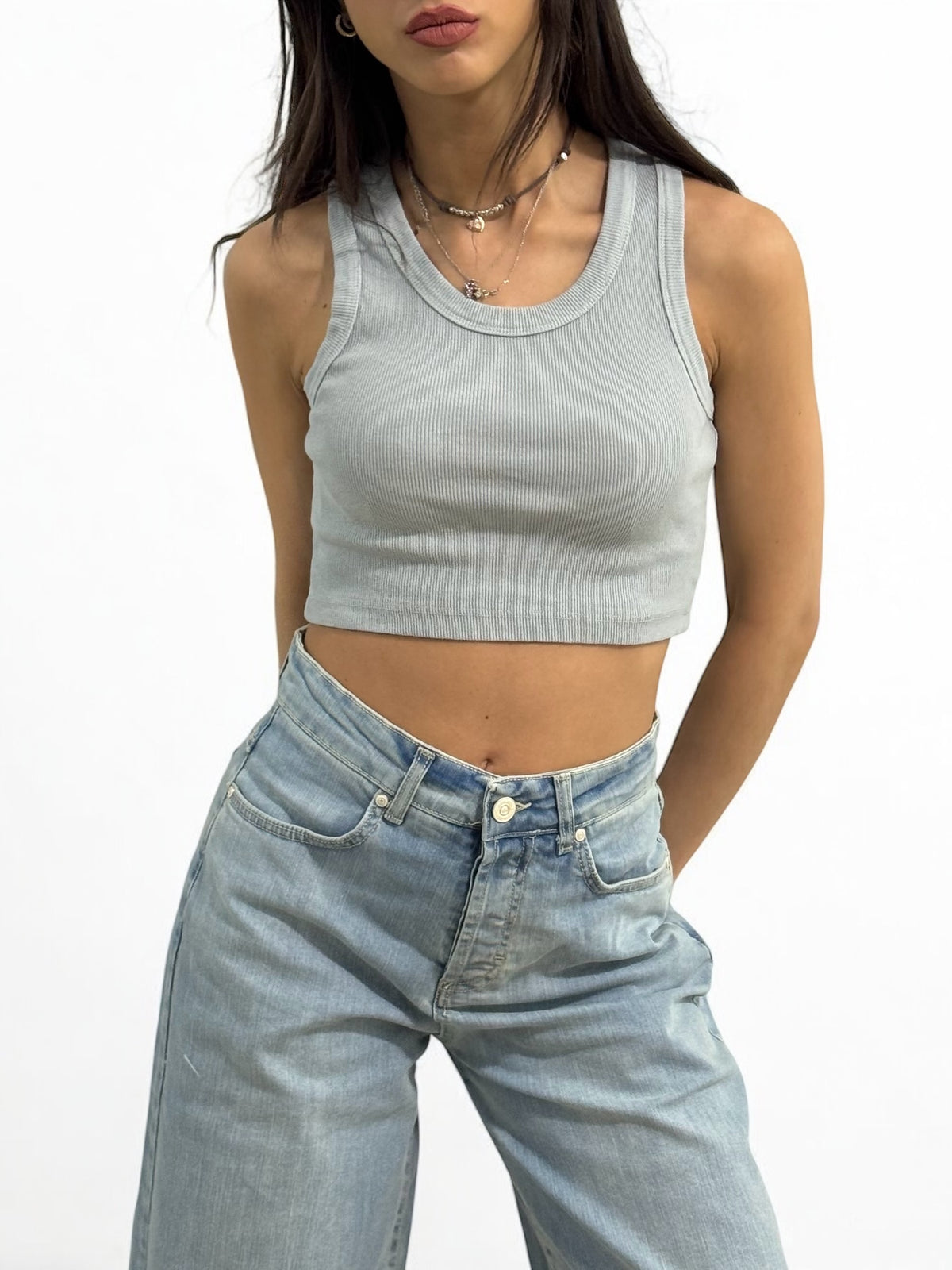 Canotta cropped YUKA.s in costina