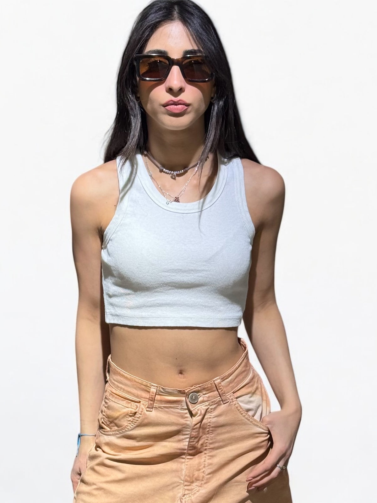 Canotta cropped YUKA.s in costina
